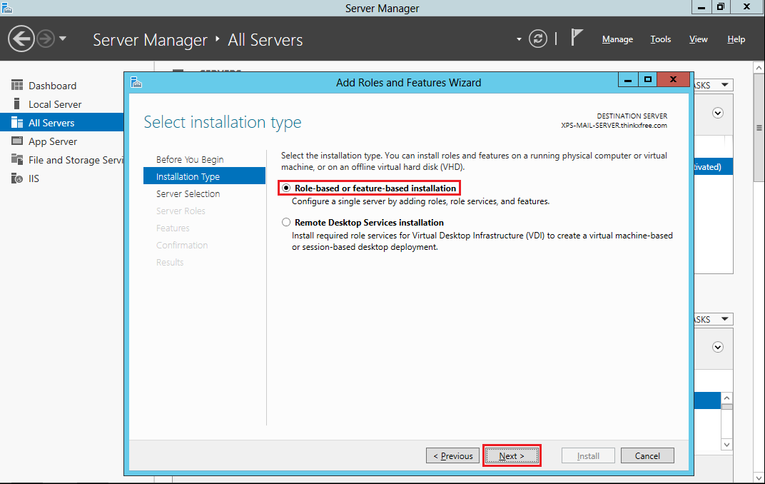 Add roles. Оснастка Exchange Server 2012. (Roles-based or feature-based installation)..